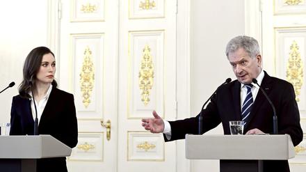 Der finnische Präsident Sauli Niinistö und Ministerpräsidentin Sanna Marin.
