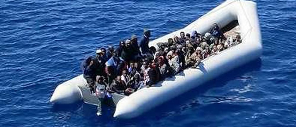 Flüchtlinge auf dem Mittelmeer.