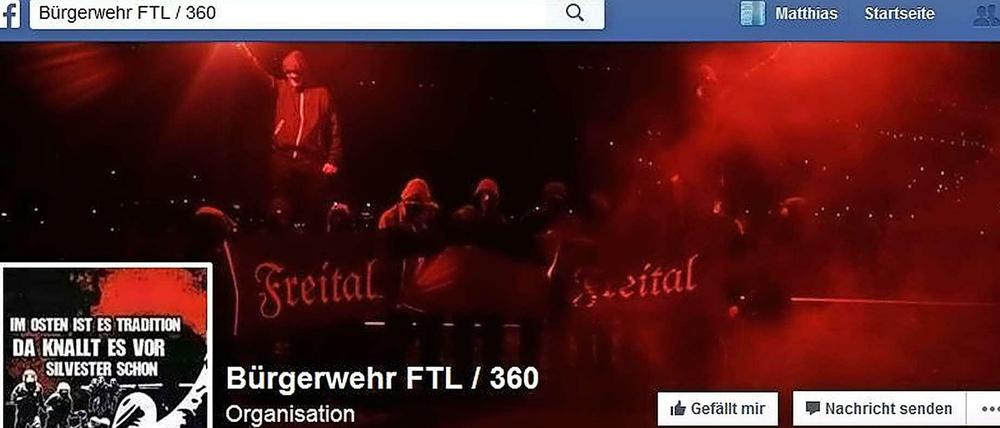 Facebook-Seite der rechtsextremistischen Bürgerwehr FTL/360 Freital