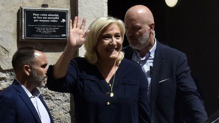 Die Parteichefin des „Rassemblement National“, Marine Le Pen, am Samstag in Perpignan. 