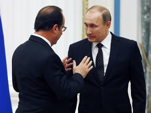 Frankreichs Präsident Hollande (links) und Russland Staatschef Putin Ende November in Moskau.