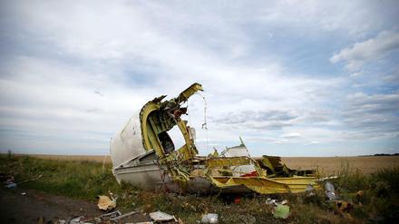 Ein Teil des Wracks des abgeschossenen Flugzeugs von Malaysia Airlines in der Nähe von Grabovo am 21. Juli 2014.
