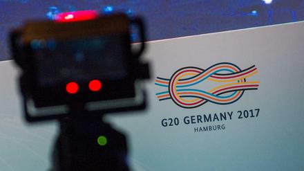 Im Medienzentrum für Journalisten, das anlässlich des G20-Gipfels eingerichtet wurde.
