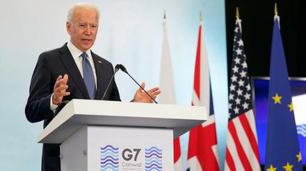 Joe Biden auf einer Pressekonferenz nach Abschluss des G7-Gipfels.