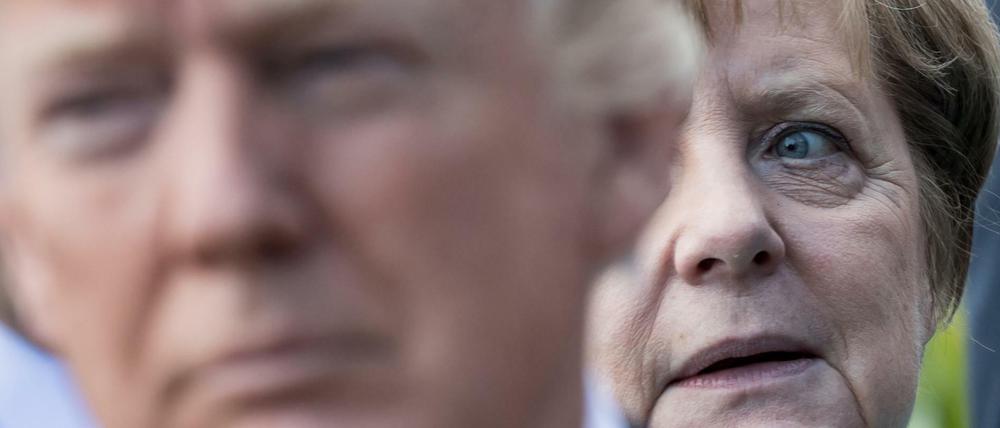 Erschüttert: Angela Merkel und Donald Trump in Taormina, Sizilien, beim G7-Treffen.