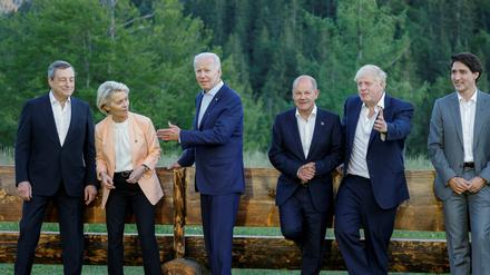 US-Präsident Joe Biden (Mitte) beim G7-Gipfel in Elmau. 