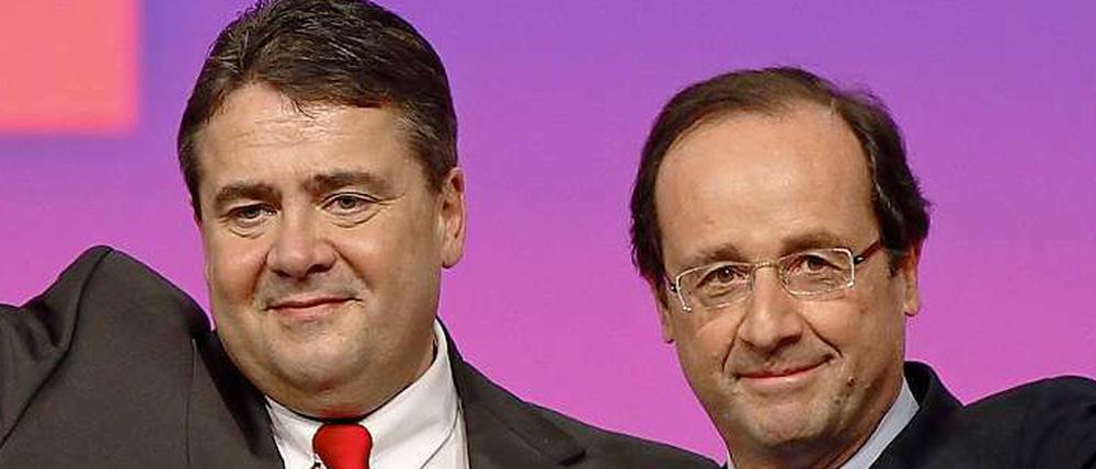 SPD-Chef Gabriel und der französische Präsidentschaftskandidat Hollande