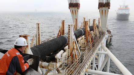 Verlegearbeiten für die Gaspipeline Nord-Stream 2 in der Ostseee.