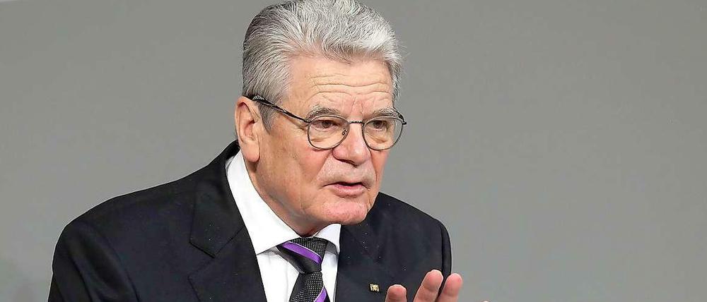 Bundespräsident Joachim Gauck bei seiner Rede im Bundestag zum Gedenken an die Befreiung des Konzentrationslagers Auschwitz durch die Rote Armee.