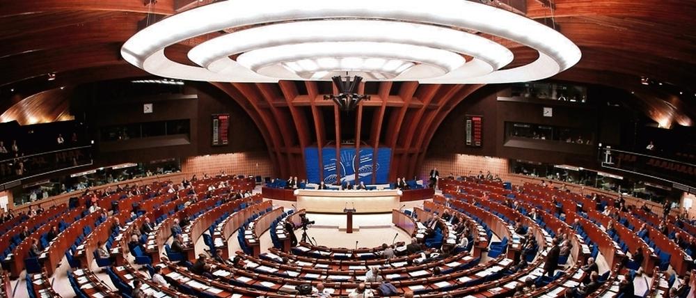 Die Parlamentarische Versammlung des Europarates in Straßburg. 