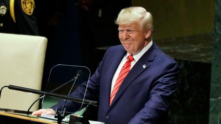US-Präsident Donald Trump während seiner Rede am 24.9.2019 auf der 74. Sitzung der Generalversammlung der Vereinten Nationen. 