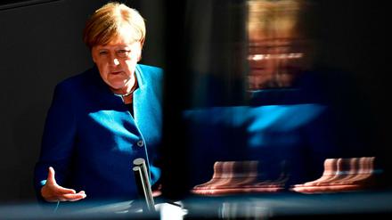 Bundeskanzlerin Merkel bei ihrer Regierungserklärung am Mittwoch im Bundestag.