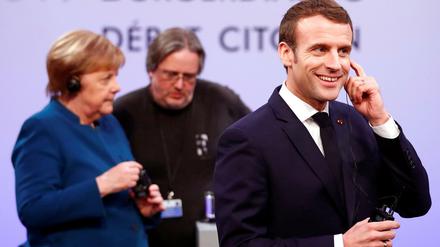 Verständigungsproblenme: der französische Präsident Emmanuel Macron und Bundeskanzlerin Angela Merkel.