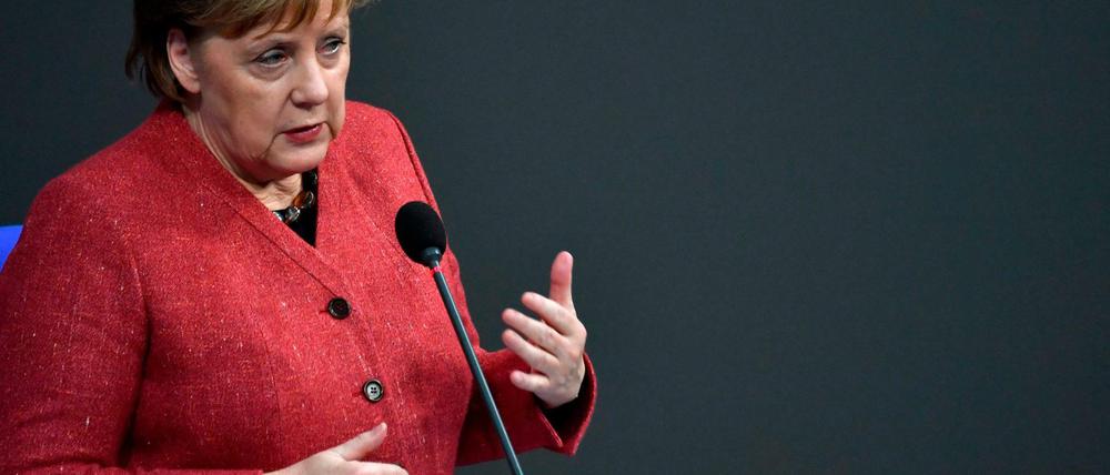 Bundeskanzlerin Angela Merkel bei der Regierungsbefragung am Mittwoch im Deutschen Bundestag.