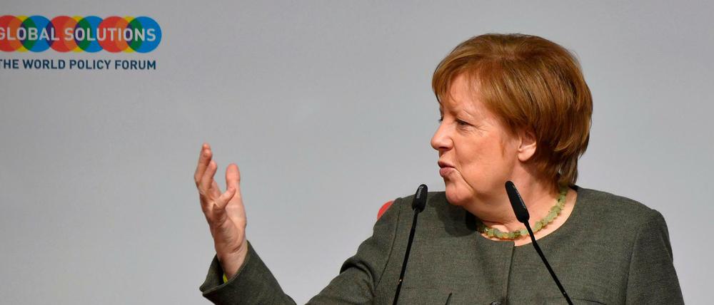 Angela Merkel beim "Global Solutions Summit" am Dienstag in Berlin. 