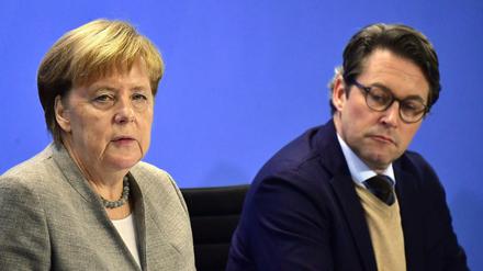 Bundeskanzlerin Angela Merkel und Verkehrsminister Andreas Scheuer am Montag in Berlin.
