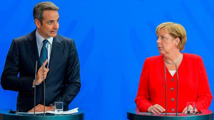 Kanzlerin Merkel und der griechische Premierminister Kyriakos Mitsotakis