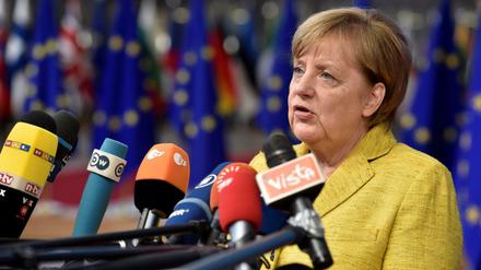 Kanzlerin Angela Merkel am Donnerstag beim EU-Gipfel in Brüssel.