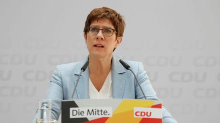 Die CDU-Vorsitzende Annegret Kramp-Karrenbauer nach der CDU-Präsidumssitzung.