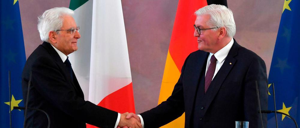 Hoffen auf gute Zusammenarbeit: Bundespräsident Frank-Walter Steinmeier und der italienische Präsident Sergio Mattarella.
