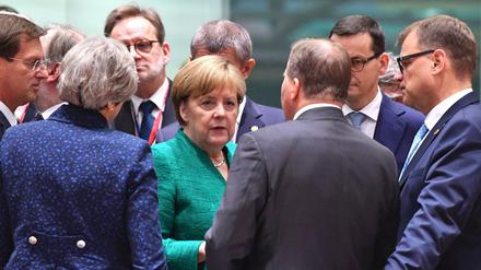 Bundeskanzlerin Angela Merkel (CDU) während eines EU-Gipfels