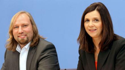 Die Grünen-Fraktionschefs Katrin Göring-Eckardt und Anton Hofreiter stehen Schwarz-Gelb weiter skeptisch gegenüber.