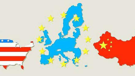 Im Vergleich. Die einzelnen Nationalstaaten könnten nicht mit der Größe der USA oder China mithalten - die Vereinigten Staaten von Europa möglicherweise schon.