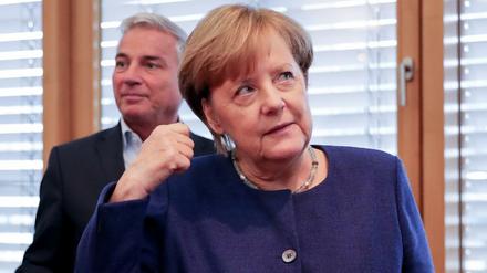 Rückhalt für Merkel? Baden-Württembergs CDU-Chef und Bundesvize Thomas Strobl am Montag mit Parteichefin Angela Merkel in Berlin. 