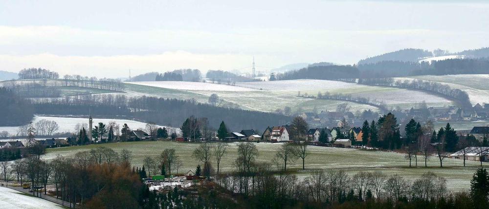 Blick auf Großrückerswalde in Sachsen