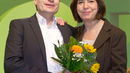 Das Spitzenduo der Grünen zur Europawahl: Rebecca Harms und Sven Giegold.