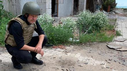 Robert Habeck, Bundesvorsitzender von Bündnis 90/Die Grünen, besucht die Front im Ukrainekrieg.