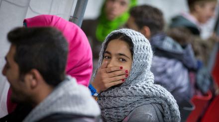 Flüchtlinge am 22.02.2016 in der zentralen Registrierstelle in Herford (Nordrhein-Westfalen). 