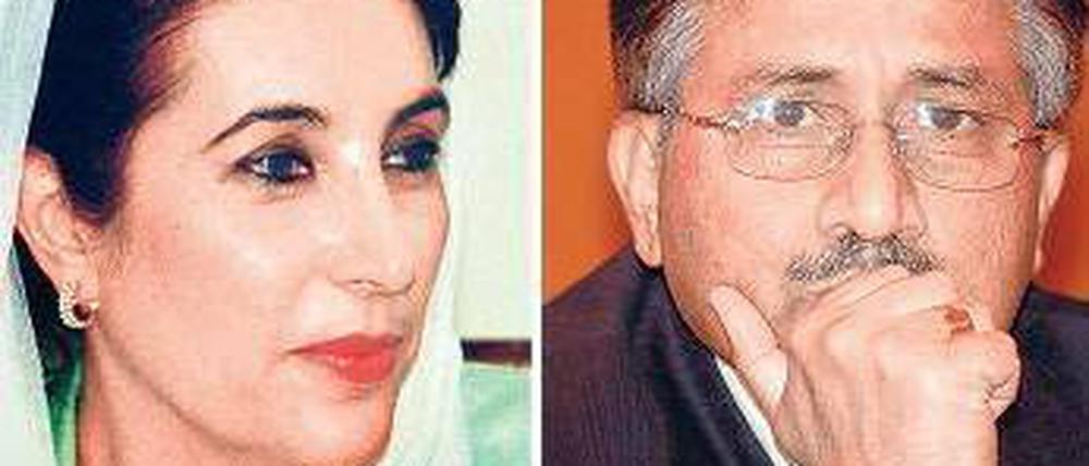Wer steckt dahinter? Die ermordete Benazir Bhutto und Pervez Musharraf.