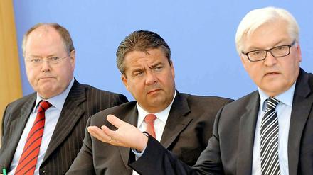 Troika heute: Peer Steinbrück, Sigmar Gabriel und Frank Walter Steinmeier.