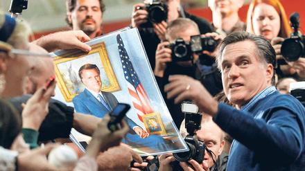 Bildlich gesprochen. Der republikanische Präsidentschaftskandidat Mitt Romney ist auch im US-Bundesstaat New Hampshire auf Siegeskurs. Foto: Brian Snyder/Reuters