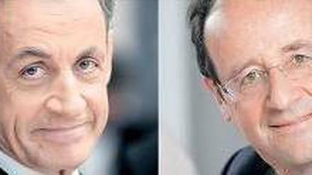 Sarkozy (links) liegt laut jüngsten Umfragen wieder hinter Hollande. Foto: AFP