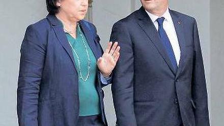 Auf der Siegerstraße. Präsident François Hollande und die Parteichefin der Sozialisten, Martine Aubry.