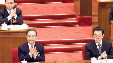 Hu Jintao (vorn rechts neben Premier Wen Jiabao) wird bald abtreten.