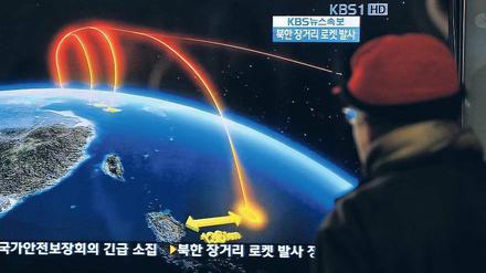 Machtdemonstration. Der gelungene Raketenstart Mitte Dezember 2012 wurde in Nordkorea gefeiert – und im Süden aufmerksam beobachtet. 