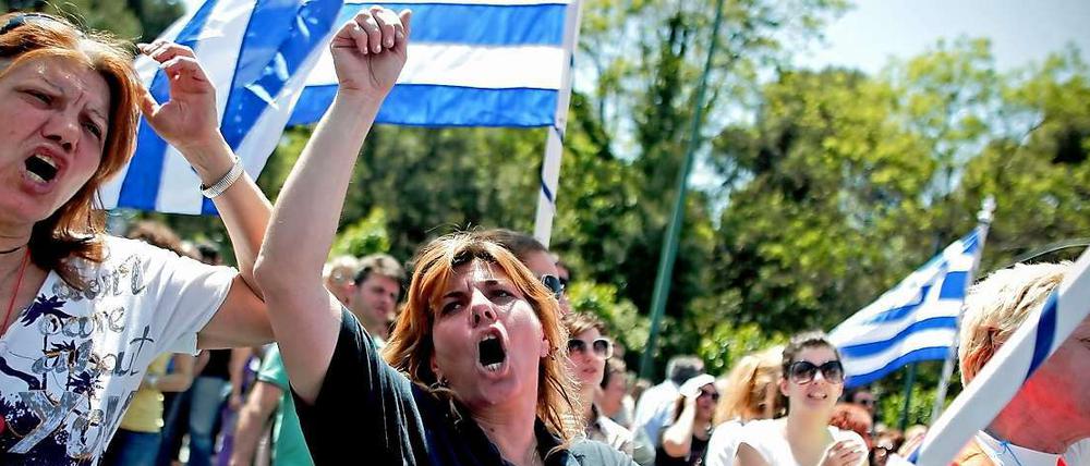 Protest gegen die Sparpolitik in Athen. 