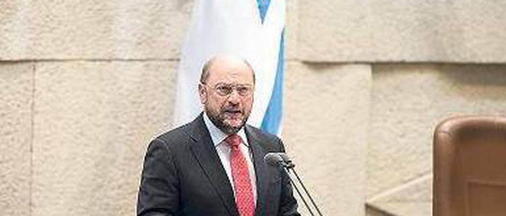 In der Knesset. EU-Parlamentschef Schulz bei seiner Rede am Mittwoch. Foto: imago