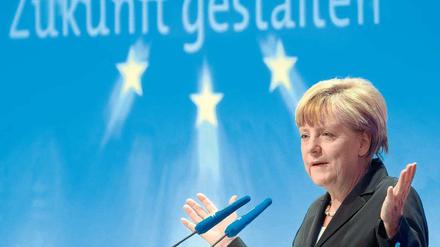 Angela Merkel am Donnerstag beim Wirtschaftstag. 