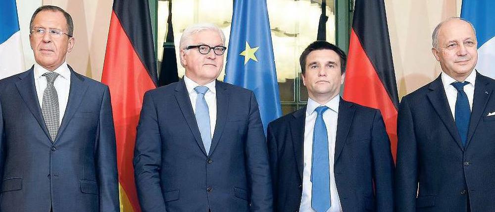 Krisenrunde. Die Außenminister Russlands, Deutschlands, der Ukraine und Frankreichs Anfang der Woche in Berlin.