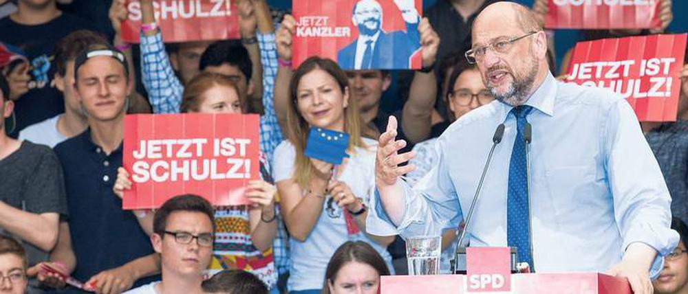 Voller Einsatz. Martin Schulz bei seinem Auftritt in Bochum.