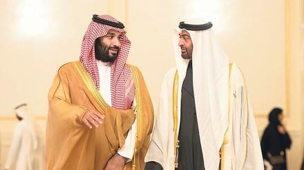 Gemeinsame Sache – der saudische Kronprinz bin Salman (l.) und bin Zayed, Thronfolger der Emirate. 