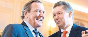 Lobbyarbeit für die Pipeline: Altkanzler Gerhard Schröder (links) leitet den Verwaltungsrat von Nord Stream 2, Alexej Miller ist Vorstandschef von Gazprom. 