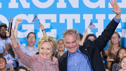 Starkes Team: Hillary Clinton mit Tim Kaine. 