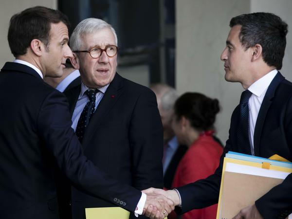 Unterkühlt. Präsident Emmanuel Macron und Innenminister Gerald Darmanin.