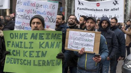 Eine Demonstration Geflüchteter für den Familiennachzug im Januar 2018 in Berlin.