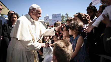 Papst Franziskus im Flüchtlingslager Moria in Griechenland